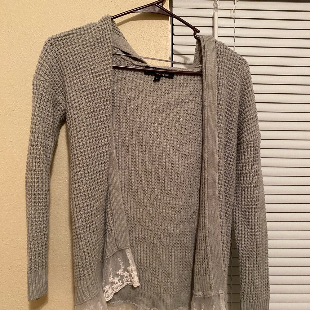 grey lace cardigan